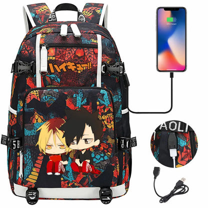 Anime Volleyball Juvenile USB Boy Girl Book Bags Large Capacity Teenagers Student Schoolbags Women Men Travel Laptop Backpack