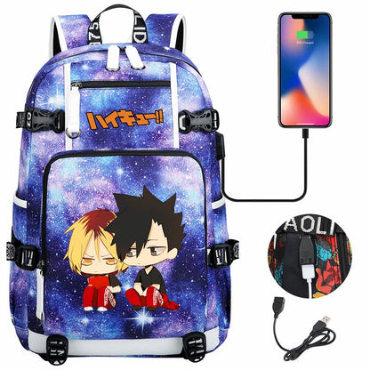 Anime Volleyball Juvenile USB Boy Girl Book Bags Large Capacity Teenagers Student Schoolbags Women Men Travel Laptop Backpack