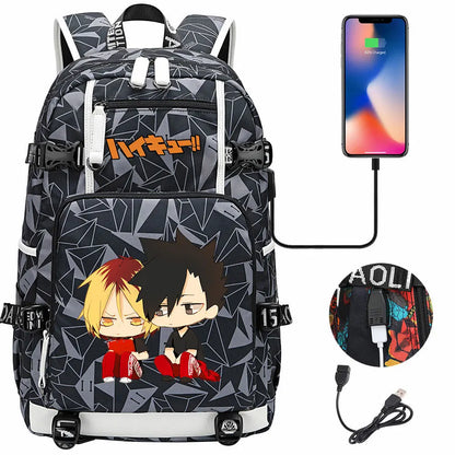 Anime Volleyball Juvenile USB Boy Girl Book Bags Large Capacity Teenagers Student Schoolbags Women Men Travel Laptop Backpack