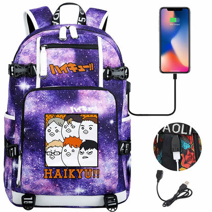 Anime Volleyball Juvenile USB Boy Girl Book Bags Large Capacity Teenagers Student Schoolbags Women Men Travel Laptop Backpack
