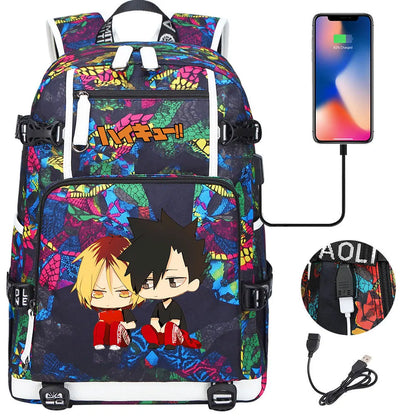 Anime Volleyball Juvenile USB Boy Girl Book Bags Large Capacity Teenagers Student Schoolbags Women Men Travel Laptop Backpack