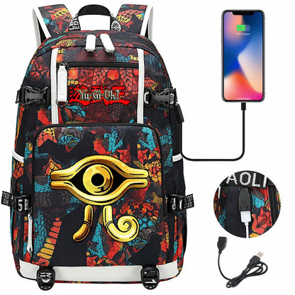 Anime Yu-Gi-Oh! USB Boy Girl Kids School Book Bags Large Capacity Teenagers Student Schoolbags Women Men Travel Laptop Backpack