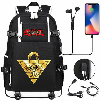Anime Yu-Gi-Oh! USB Boy Girl Kids School Book Bags Large Capacity Teenagers Student Schoolbags Women Men Travel Laptop Backpack