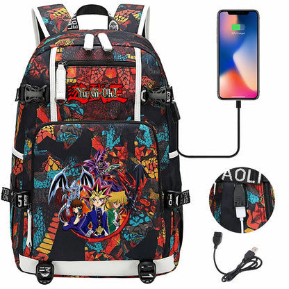 Anime Yu-Gi-Oh! USB Boy Girl Kids School Book Bags Large Capacity Teenagers Student Schoolbags Women Men Travel Laptop Backpack