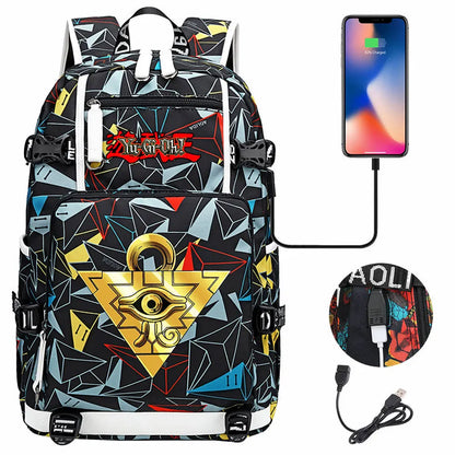 Anime Yu-Gi-Oh! USB Boy Girl Kids School Book Bags Large Capacity Teenagers Student Schoolbags Women Men Travel Laptop Backpack