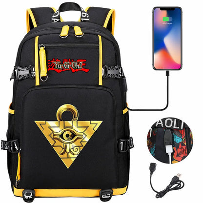 Anime Yu-Gi-Oh! USB Boy Girl Kids School Book Bags Large Capacity Teenagers Student Schoolbags Women Men Travel Laptop Backpack