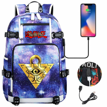 Anime Yu-Gi-Oh! USB Boy Girl Kids School Book Bags Large Capacity Teenagers Student Schoolbags Women Men Travel Laptop Backpack