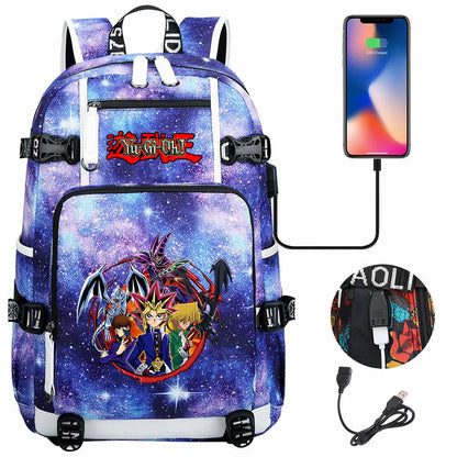 Anime Yu-Gi-Oh! USB Boy Girl Kids School Book Bags Large Capacity Teenagers Student Schoolbags Women Men Travel Laptop Backpack