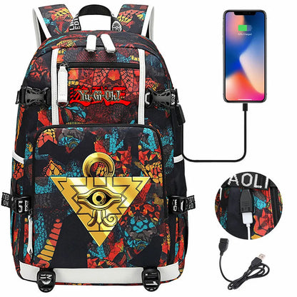 Anime Yu-Gi-Oh! USB Boy Girl Kids School Book Bags Large Capacity Teenagers Student Schoolbags Women Men Travel Laptop Backpack