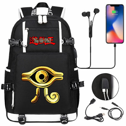 Anime Yu-Gi-Oh! USB Boy Girl Kids School Book Bags Large Capacity Teenagers Student Schoolbags Women Men Travel Laptop Backpack