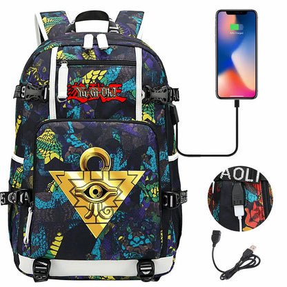 Anime Yu-Gi-Oh! USB Boy Girl Kids School Book Bags Large Capacity Teenagers Student Schoolbags Women Men Travel Laptop Backpack