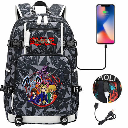 Anime Yu-Gi-Oh! USB Boy Girl Kids School Book Bags Large Capacity Teenagers Student Schoolbags Women Men Travel Laptop Backpack