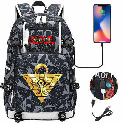 Anime Yu-Gi-Oh! USB Boy Girl Kids School Book Bags Large Capacity Teenagers Student Schoolbags Women Men Travel Laptop Backpack