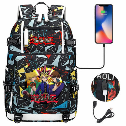 Anime Yu-Gi-Oh! USB Boy Girl Kids School Book Bags Large Capacity Teenagers Student Schoolbags Women Men Travel Laptop Backpack