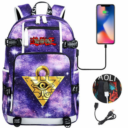 Anime Yu-Gi-Oh! USB Boy Girl Kids School Book Bags Large Capacity Teenagers Student Schoolbags Women Men Travel Laptop Backpack