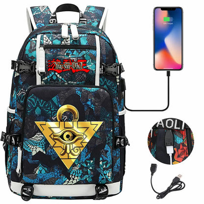 Anime Yu-Gi-Oh! USB Boy Girl Kids School Book Bags Large Capacity Teenagers Student Schoolbags Women Men Travel Laptop Backpack