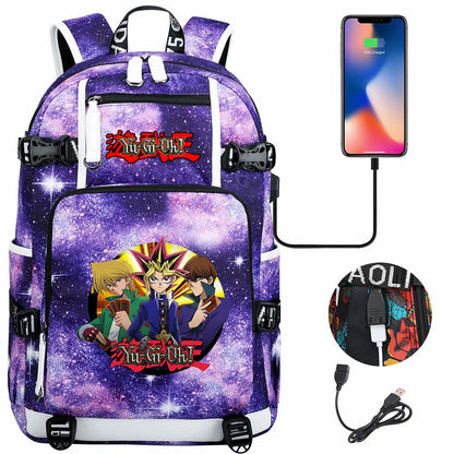 Anime Yu-Gi-Oh! USB Boy Girl Kids School Book Bags Large Capacity Teenagers Student Schoolbags Women Men Travel Laptop Backpack