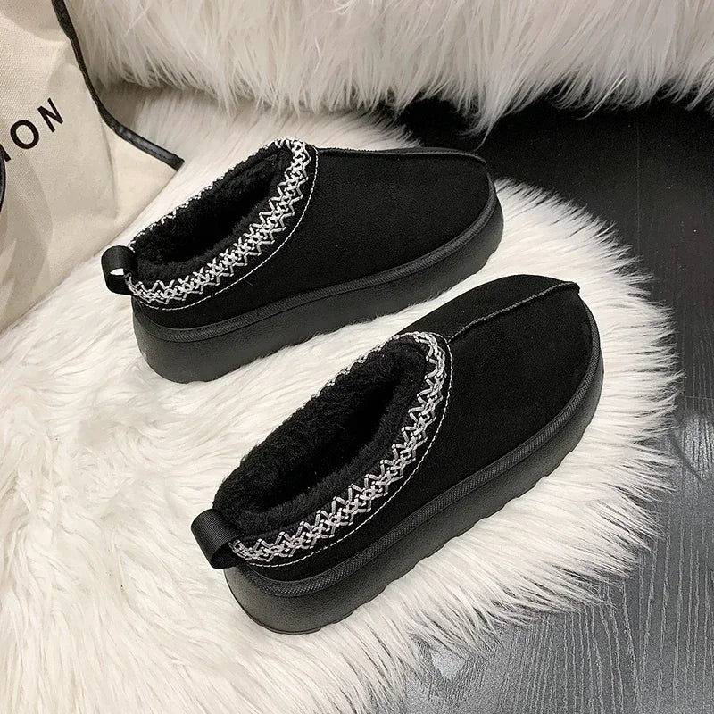 Ankle Flats Platform Women Snow Boots Suede Plush Warm Casual Shoes 2023 Winter New Thick Goth Fashion Shoes Chelsea Women Boots