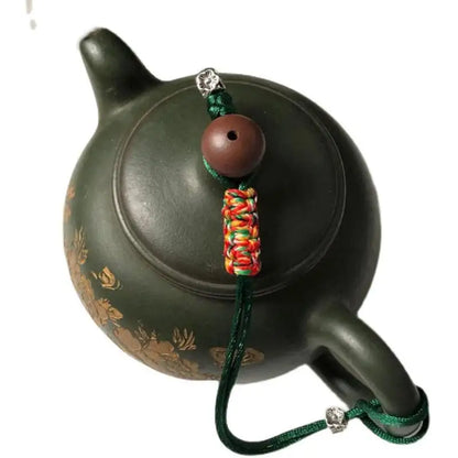 Anti Drop Rope Tied Tea Pot Lid, Hand Woven Tea Set Accessories, Purple Sand