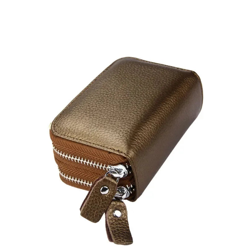 Anti Magnetic RFID Cow Leather Card Bag Multi-function Coin Wallet