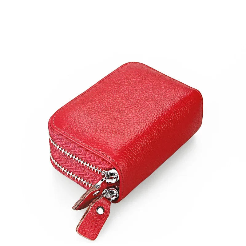 Anti Magnetic RFID Cow Leather Card Bag Multi-function Coin Wallet