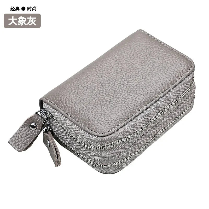 Anti Magnetic RFID Cow Leather Card Bag Multi-function Coin Wallet