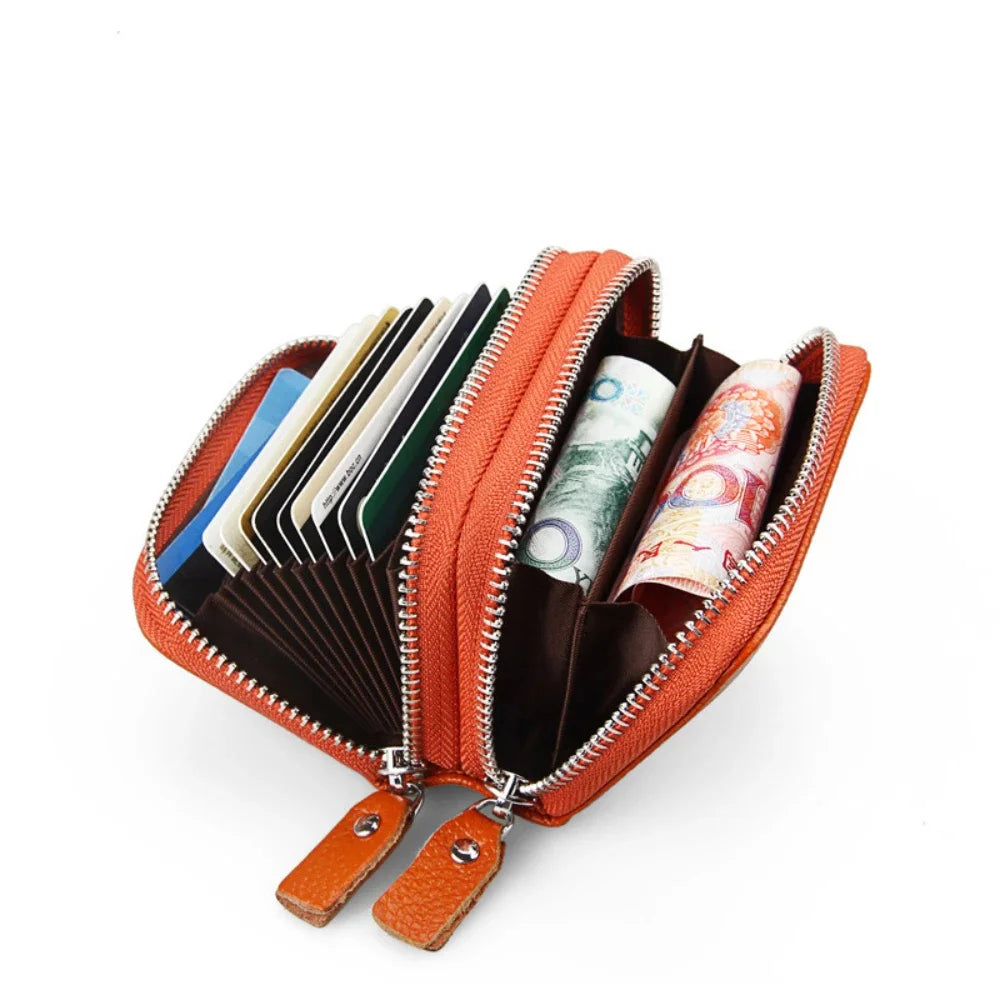 Anti Magnetic RFID Cow Leather Card Bag Multi-function Coin Wallet