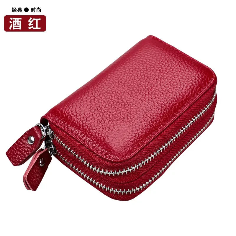 Anti Magnetic RFID Cow Leather Card Bag Multi-function Coin Wallet