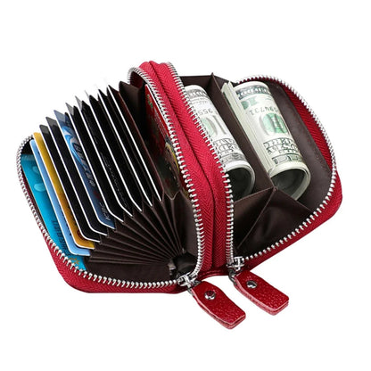 Anti Magnetic RFID Cow Leather Card Bag Multi-function Coin Wallet