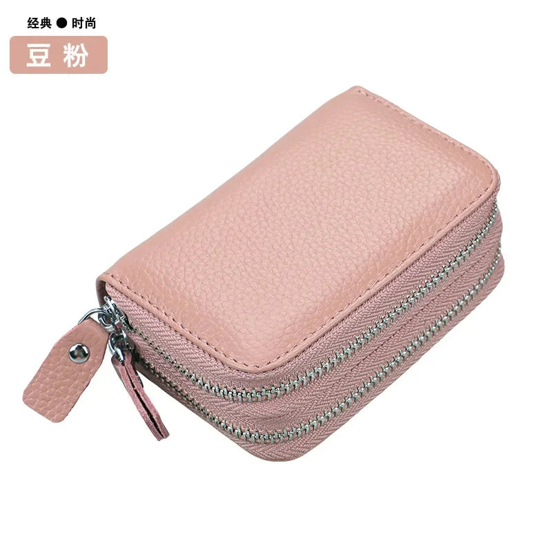 Anti Magnetic RFID Cow Leather Card Bag Multi-function Coin Wallet