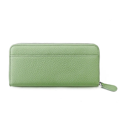 Anti Theft Brush Genuine Leather Ladies Long Purse Card RFID Hand Bag Zipper Wallet