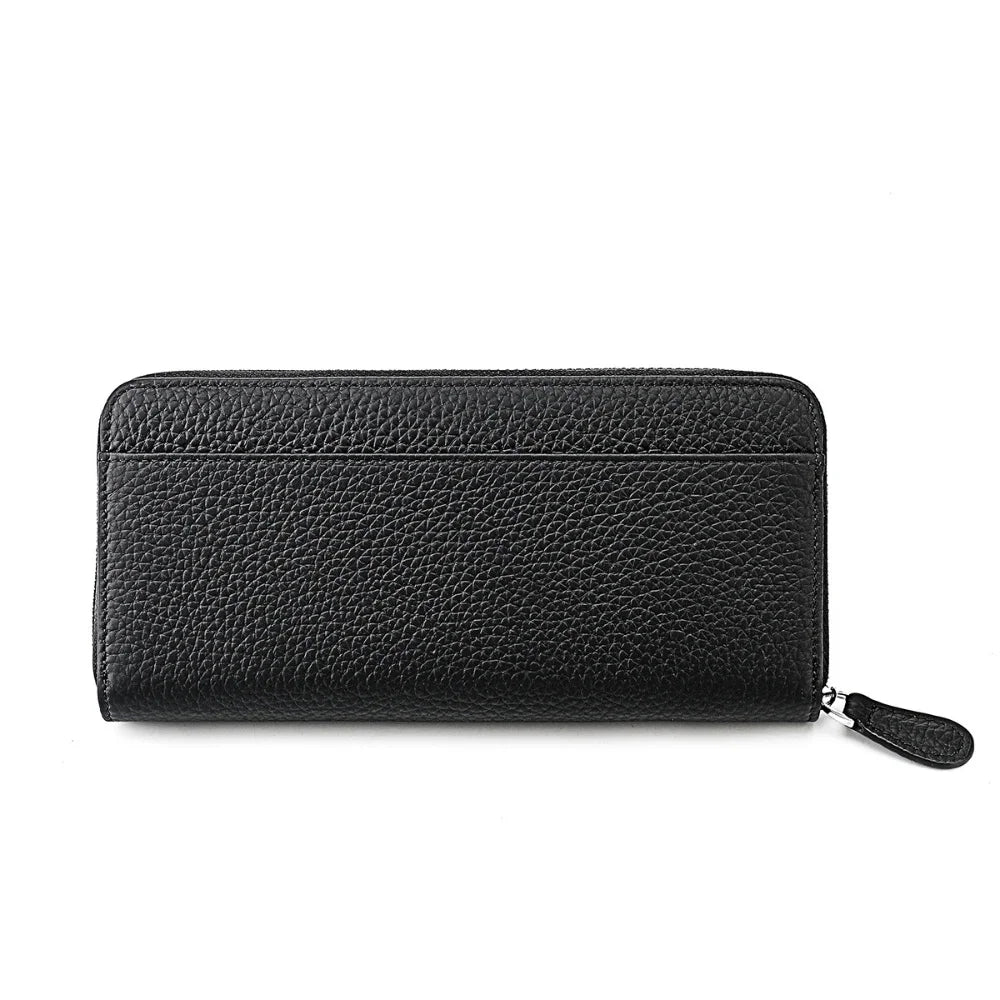 Anti Theft Brush Genuine Leather Ladies Long Purse Card RFID Hand Bag Zipper Wallet