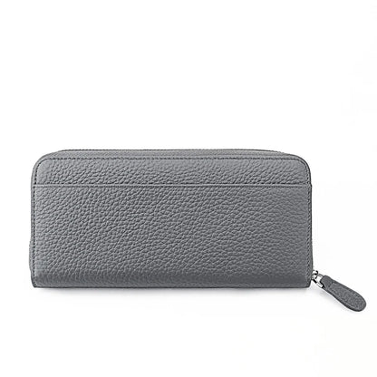 Anti Theft Brush Genuine Leather Ladies Long Purse Card RFID Hand Bag Zipper Wallet