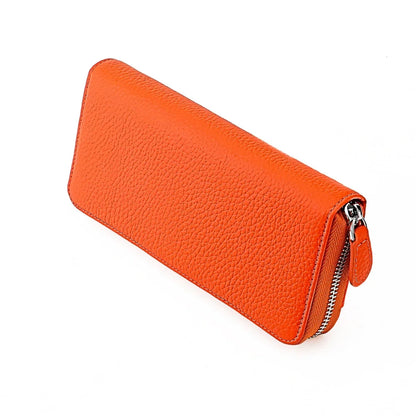 Anti Theft Brush Genuine Leather Ladies Long Purse Card RFID Hand Bag Zipper Wallet