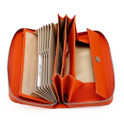 Anti Theft Brush Genuine Leather Ladies Long Purse Card RFID Hand Bag Zipper Wallet