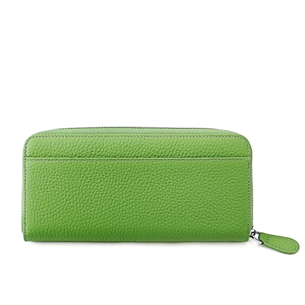 Anti Theft Brush Genuine Leather Ladies Long Purse Card RFID Hand Bag Zipper Wallet