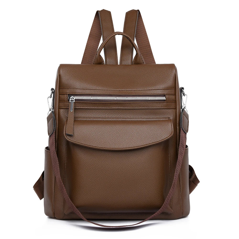 Anti Theft Travel Backpack Large Capacity School Bags For Teenage Girls Mochila 2024 New High Quality PU Leather Women Backpack