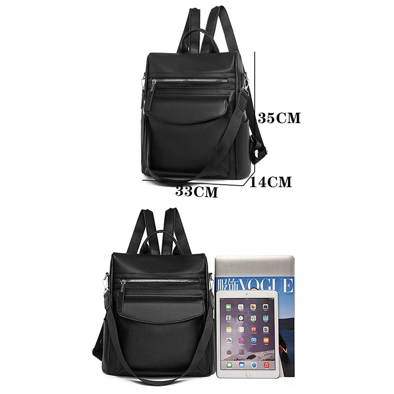Anti Theft Travel Backpack Large Capacity School Bags For Teenage Girls Mochila 2024 New High Quality PU Leather Women Backpack
