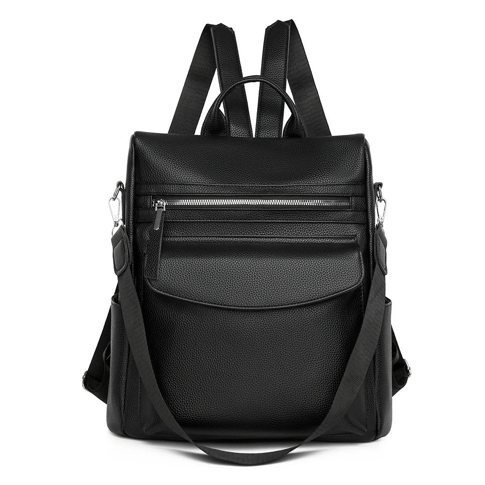 Anti Theft Travel Backpack Large Capacity School Bags For Teenage Girls Mochila 2024 New High Quality PU Leather Women Backpack