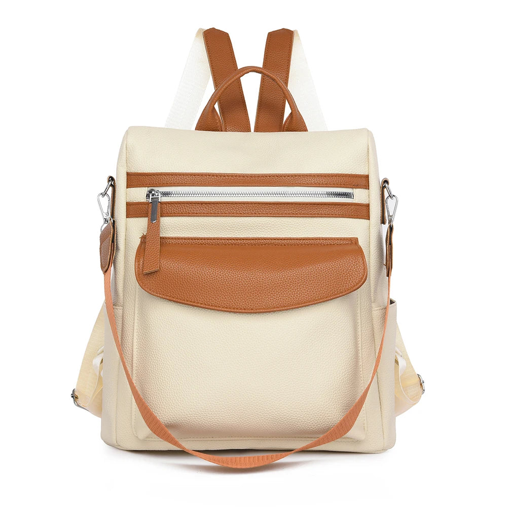 Anti Theft Travel Backpack Large Capacity School Bags For Teenage Girls Mochila 2024 New High Quality PU Leather Women Backpack