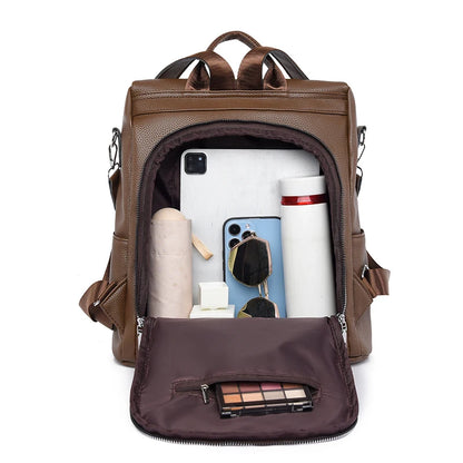 Anti Theft Travel Backpack Large Capacity School Bags For Teenage Girls Mochila 2024 New High Quality PU Leather Women Backpack