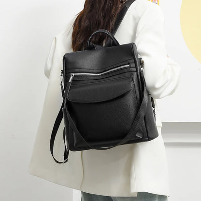 Anti Theft Travel Backpack Large Capacity School Bags For Teenage Girls Mochila 2024 New High Quality PU Leather Women Backpack