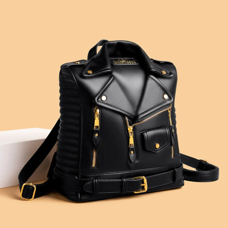 Anti Theft Zipper Women Backpack 2023 Motorcycle Shoulder Jecket Bag Travel Large Backpack Fashion Ladies Bagpack School Bags