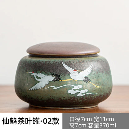 Anti-scald Large Ceramic Retro Tea Cover Bowl with Lid, Sancai Gaiwan Single Tea Bowl, Hand Painted Shining Crane Cover Bowl