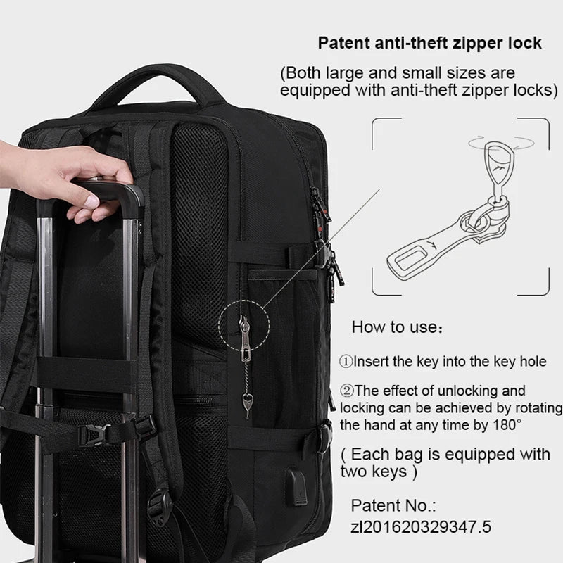 Anti-theft Expandable 15.6 Inch Laptop Backpack Men Waterproof Multifunctional Backpack Business Mochila USB Charging School Bag