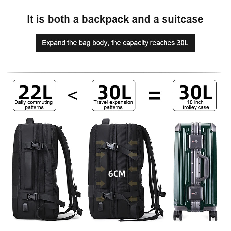 Anti-theft Expandable 15.6 Inch Laptop Backpack Men Waterproof Multifunctional Backpack Business Mochila USB Charging School Bag