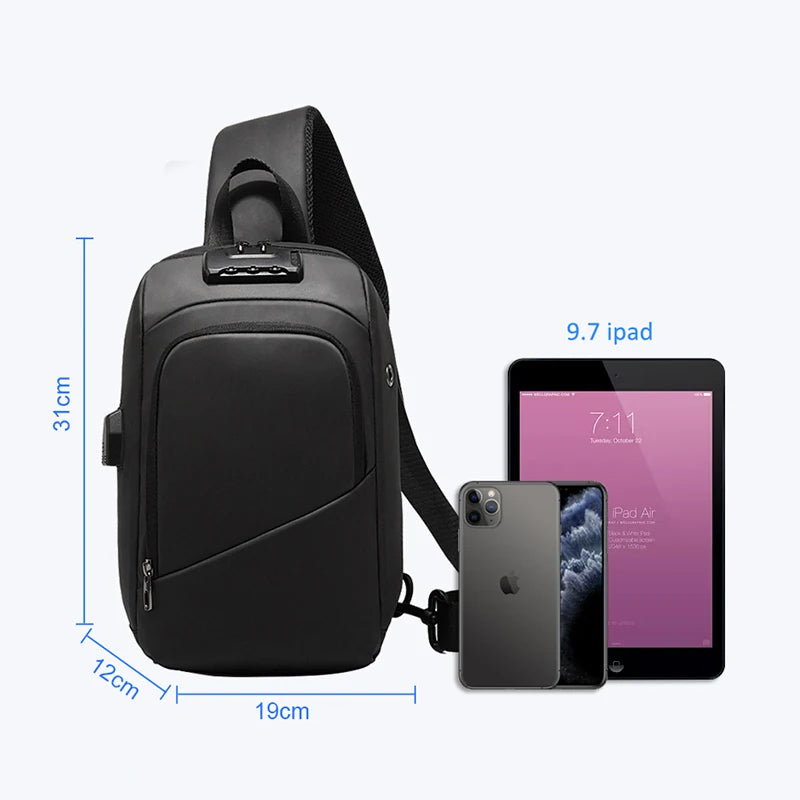 Anti-theft Men's Bags Safety Password Crossbody Bag Shoulder Male Waterproof Short Trip Chest Bag Pack for Men