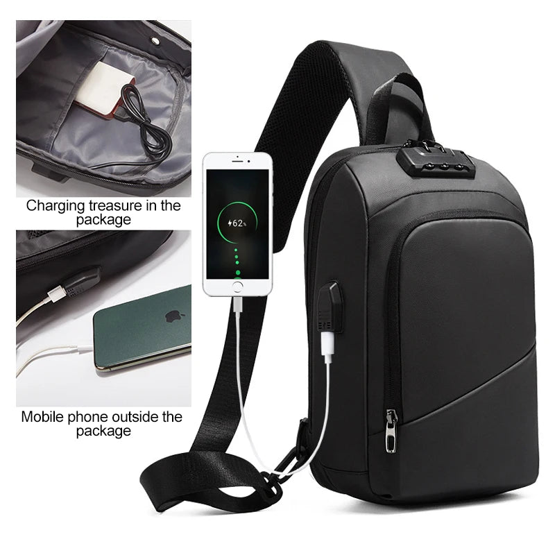 Anti-theft Men's Bags Safety Password Crossbody Bag Shoulder Male Waterproof Short Trip Chest Bag Pack for Men