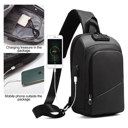 Anti-theft Men's Bags Safety Password Crossbody Bag Shoulder Male Waterproof Short Trip Chest Bag Pack for Men
