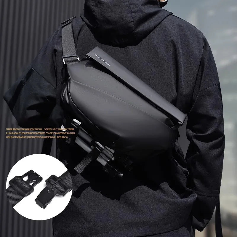 Anti-theft Men's Shoulder Bags Black Fashion Motorcycle Crossbody Bags Waterproof Casual Travel Messenger Bag For 7.9 Inch iPad